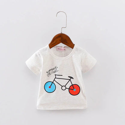 Sport Baby Girls Boys t-shirt Short Sleeve Bicycle Pattern t-shirts for boys Cotton Children Clothes Summer