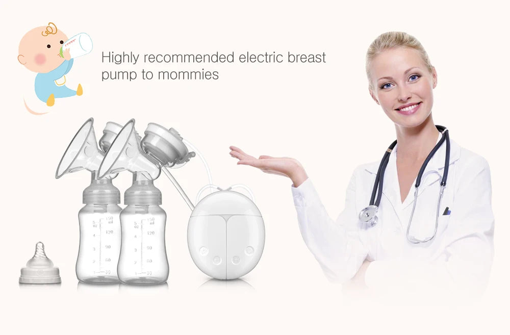 Breast Pump Bilateral Milk Pump Baby Bottle Postnatal Supplies Electric Milk Extractor Breast Pumps USB Powered Baby Breast Feed