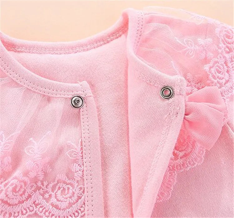 Cotton Newborn Baby Coat For Girls Bow Lace Princess Infant Coat  Wedding Birthday Party Toddler Baby Girls Outerwear Clothes