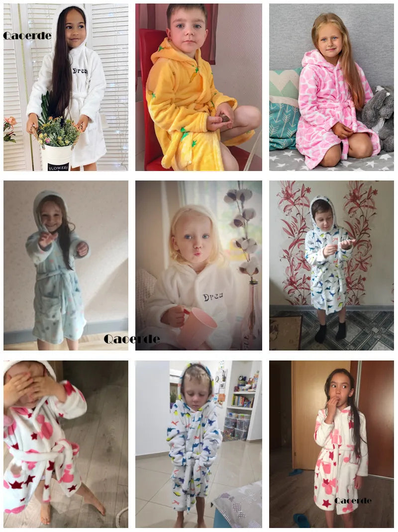 Children Bath Robes Flannel Winter Kids Sleepwear Robe Infant Pijamas Nightgown For Boys Girls Pajamas 10-2 Years Baby Clothes