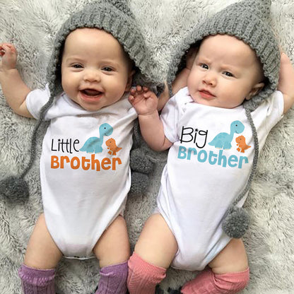 Little Big Brother Twins Baby Kurzarm-Overall Kleidung Neugeborenes Baby Junge Sachen Kleidung Cartoon Niedliche Tier bedruckte Geschenke