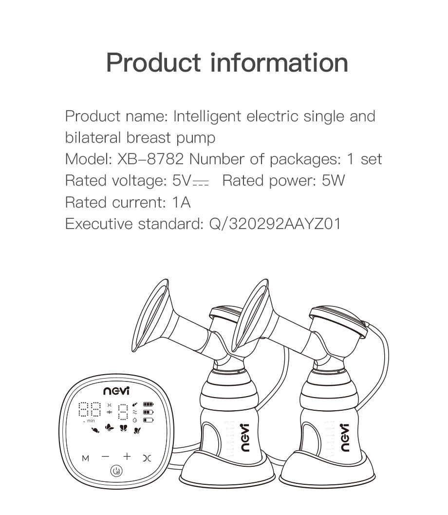 NCVI Double Electric Breast Pumps 4 Modes & 9 Levels with 4 Size Flanges & 10pcs Breastmilk Storage Bags