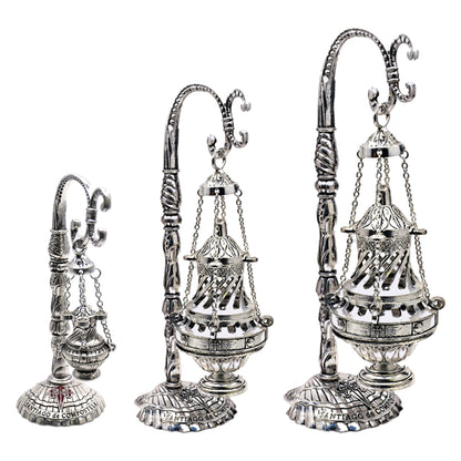 Ornate Charcoal Incense Burner Ash Catcher Censer Thurible Tabletop Decor