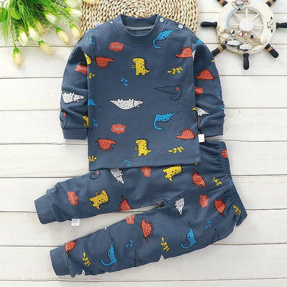 0-4 alter Kinder Tragen Herbst Baby Langarm Anzüge Mädchen Kleidung 2021 Druck Cartoon Baby Jungen Outfits Herbst winter Baby Pyjamas Set