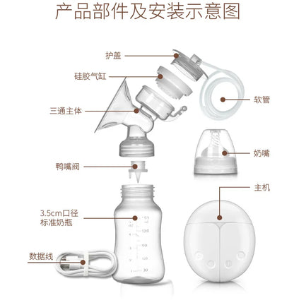 Breast Pump Bilateral Milk Pump Baby Bottle Postnatal Supplies Electric Milk Extractor Breast Pumps USB Powered Baby Breast Feed