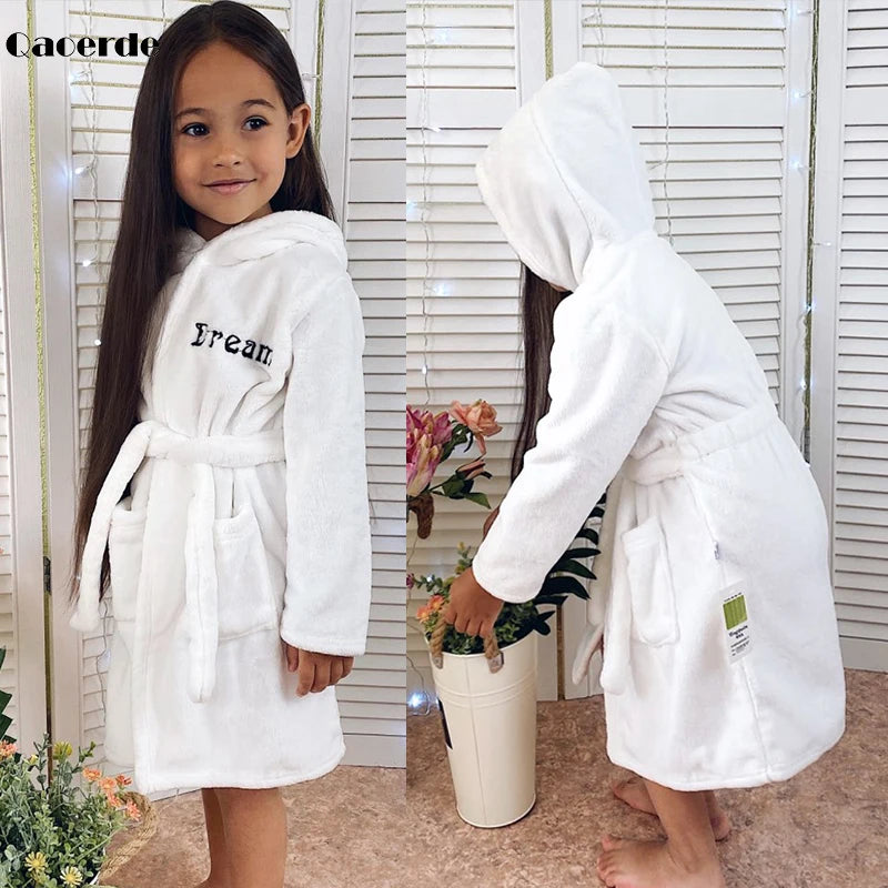 Children Bath Robes Flannel Winter Kids Sleepwear Robe Infant Pijamas Nightgown For Boys Girls Pajamas 10-2 Years Baby Clothes