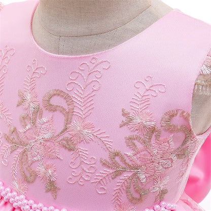 Baby Girl Dress for Birthday Party Flower Lace Vintage Luxury Dress for Kids Holiday Ceremony Costume Girls Princess Dress