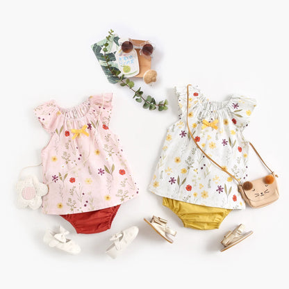 Sanlutoz Sommer Baby Kleidungssets Blumen Kleinkind Oberteile + Hose 2tlg. Lässige Baumwolle Baby Outfits Sets