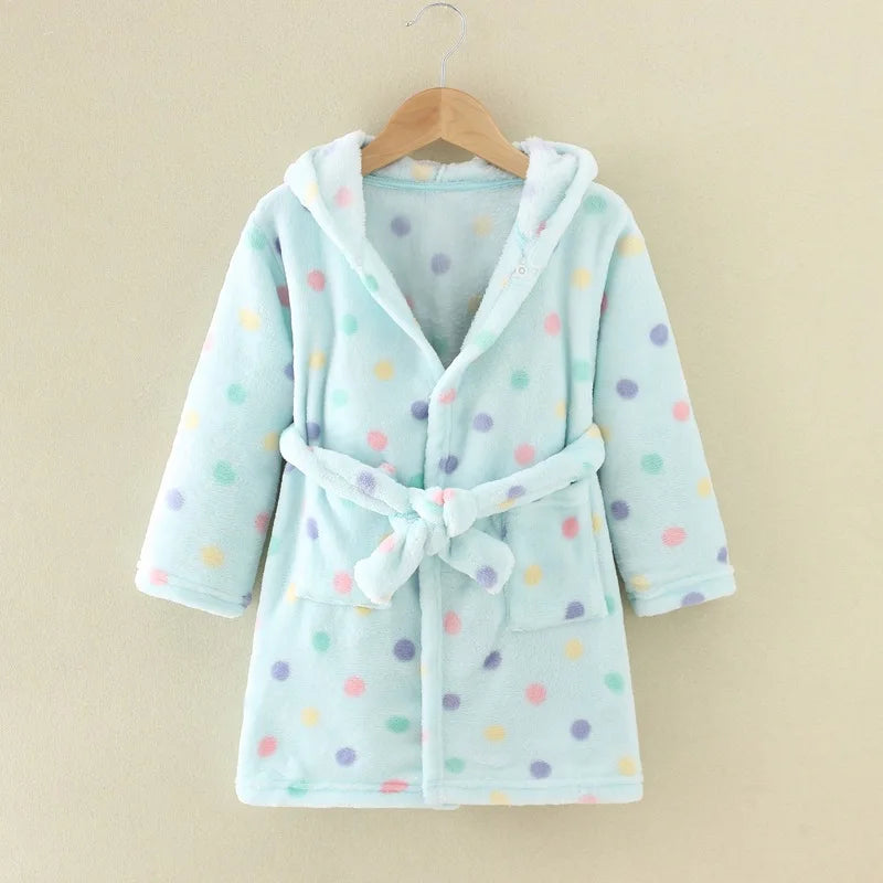 Children Bath Robes Flannel Winter Kids Sleepwear Robe Infant Pijamas Nightgown For Boys Girls Pajamas 10-2 Years Baby Clothes