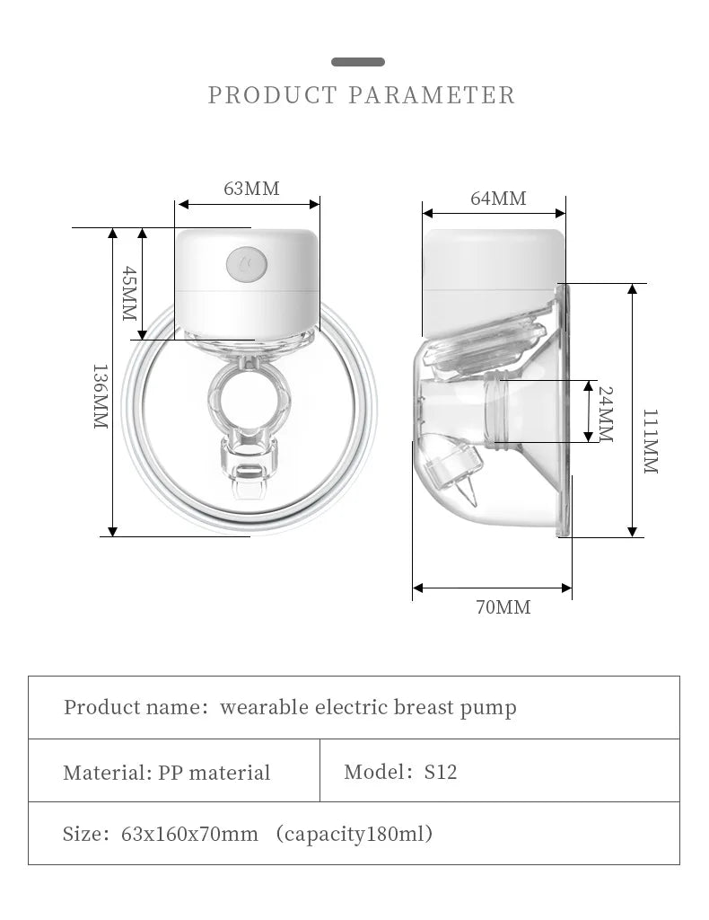 NEU Tragbare elektrische Milchpumpe, geräuschlos, tragbar, automatischer Melker, LED-Anzeige, per USB wiederaufladbar, freihändiger tragbarer Melker, KEIN BPA