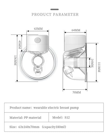 NEU Tragbare elektrische Milchpumpe, geräuschlos, tragbar, automatischer Melker, LED-Anzeige, per USB wiederaufladbar, freihändiger tragbarer Melker, KEIN BPA