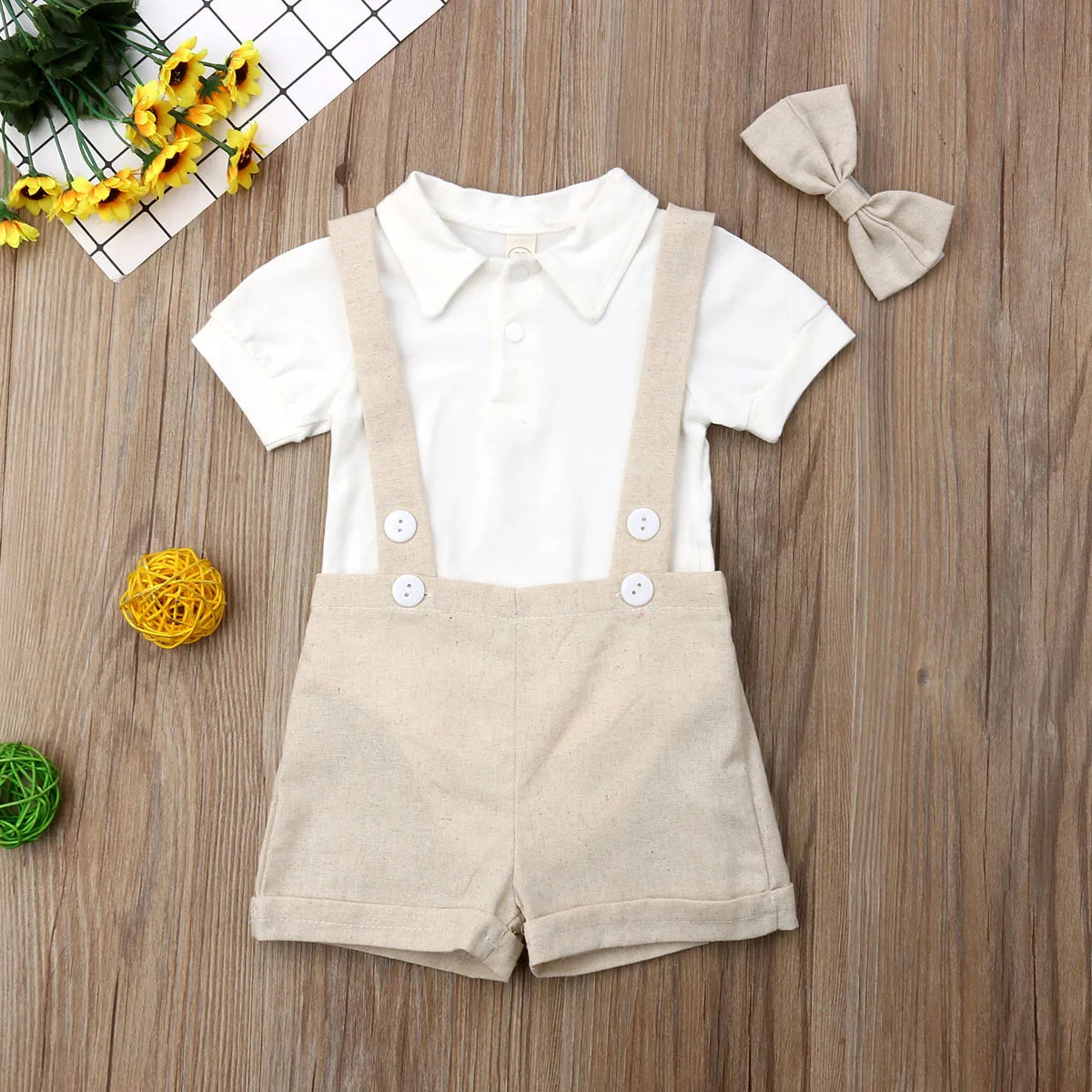 Newborn Baby Boys Kids Bow Gentleman Outfits Suit Tie Shirt Romper Suspenders Pants Wedding Party Clothes Overalls Boys Outfits