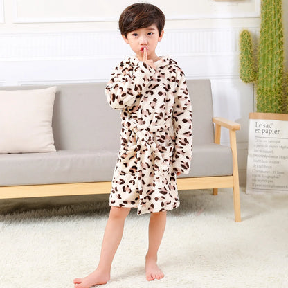 Children Bath Robes Flannel Winter Kids Sleepwear Robe Infant Pijamas Nightgown For Boys Girls Pajamas 10-2 Years Baby Clothes