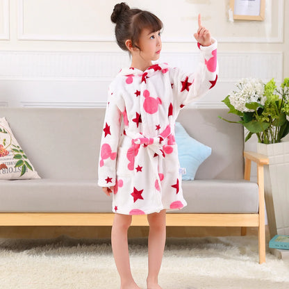 Children Bath Robes Flannel Winter Kids Sleepwear Robe Infant Pijamas Nightgown For Boys Girls Pajamas 10-2 Years Baby Clothes