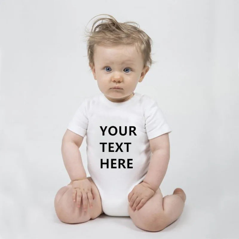 IHR TEXT HIER Baby Strampler Personalisieren Neugeborenen Baby Junge Mädchen Onesie Baumwolle Kurzarm Infant Baby Kleidung