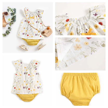 Sanlutoz Summer Baby Clothes Sets Flower Toddler Tops + Bottoms 2pcs Casual Cotton Baby Outfits Sets