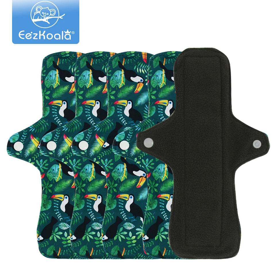 Eezkoala Eco-friendly  Cloth Menstrual Pad Fashion Pattern Polar Fleece Sanitary Pad Reusable Good absorbent Mama pad 5 Pcs