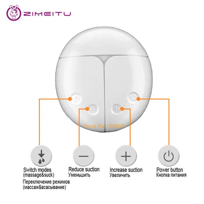 ZIMEITU Doppelte elektrische Milchpumpen Leistungsstarke Brustwarzenabsaugung Elektrische USB-Milchpumpe mit Babymilchflasche Kaltes Heizkissen Brustwarzen