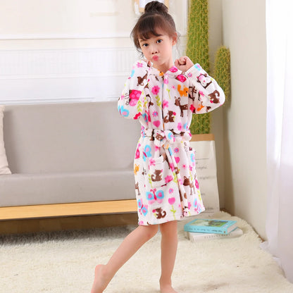 Children Bath Robes Flannel Winter Kids Sleepwear Robe Infant Pijamas Nightgown For Boys Girls Pajamas 10-2 Years Baby Clothes