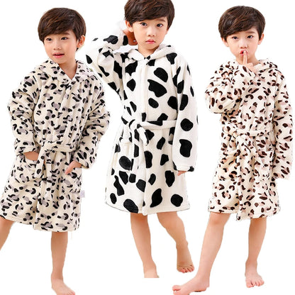 Children Bath Robes Flannel Winter Kids Sleepwear Robe Infant Pijamas Nightgown For Boys Girls Pajamas 10-2 Years Baby Clothes