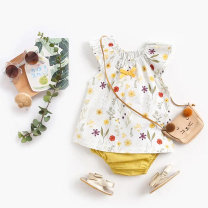 Sanlutoz Sommer Baby Kleidungssets Blumen Kleinkind Oberteile + Hose 2tlg. Lässige Baumwolle Baby Outfits Sets