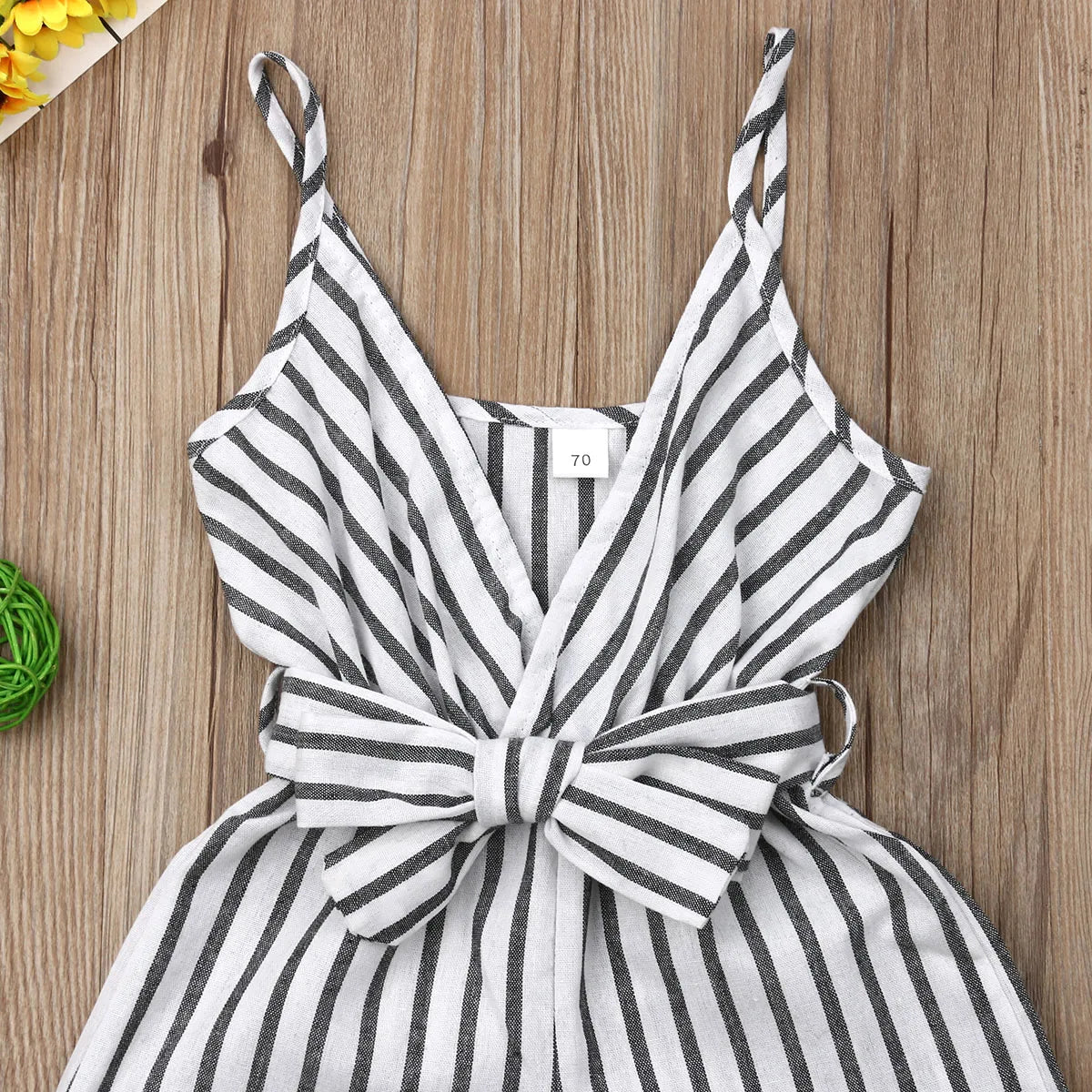 Baby Mädchen Overall mit Taillengürtel Streifenmuster Sling Loose Romper Sommer Casual Kleinkind Säugling Kurze Hosen Jumpsuit