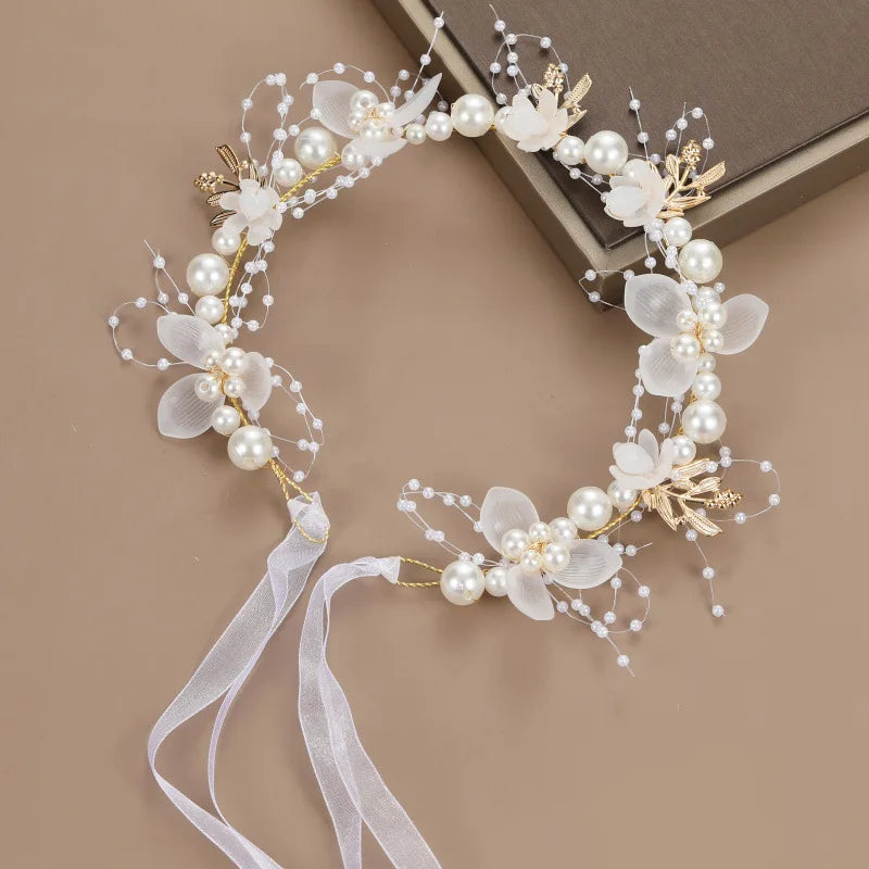 Children's Garland Headband Pearl Crown Girl Princess Korean Headdress Performance Flower Girl Wedding Accessories For Kids