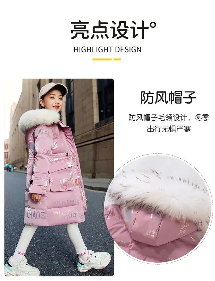 New Winter Down Cotton Jacket Girls Waterproof Hooded Coat Children Outerwear Clothing Teenage 5-16Y Clothes Kids Parka Snowsuit