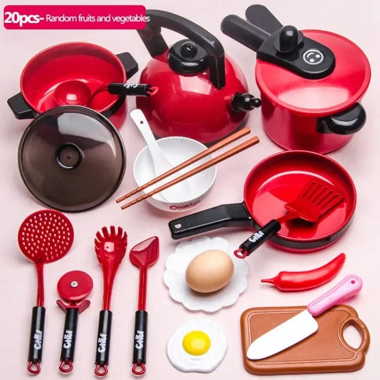 Children Kitchen Toys Simulation Kitchen Toys Set Cookware Fruits Cutting Kitchen Accessories Cooking Toys for Kids Girls Gifts