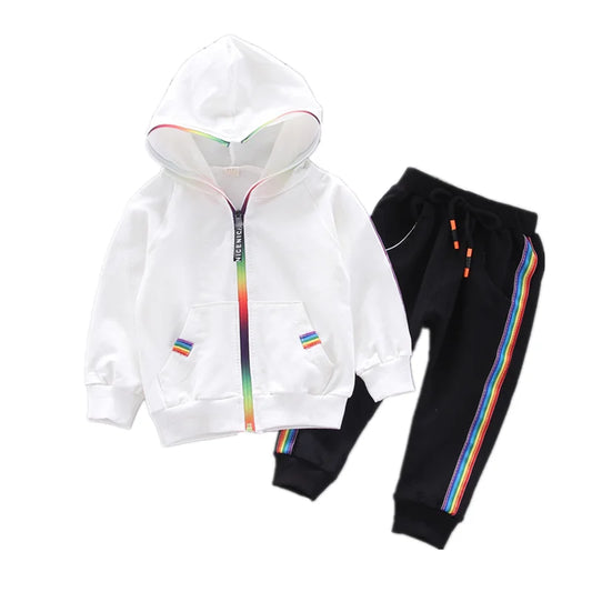 Spring Autumn Baby Girl Clothes Suit Boys Outfits Children Hooded Jacket Pants 2Pcs/Sets Toddler Sports Costume Kids Tracksuits