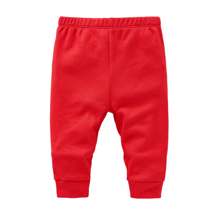 2-teiliges Set 100 % Baumwolle Baby Strampler Rot Rosa Hosen Blankofarben Kinderhose Uni Neugeborenenkleidung Musselin Body Kleidung