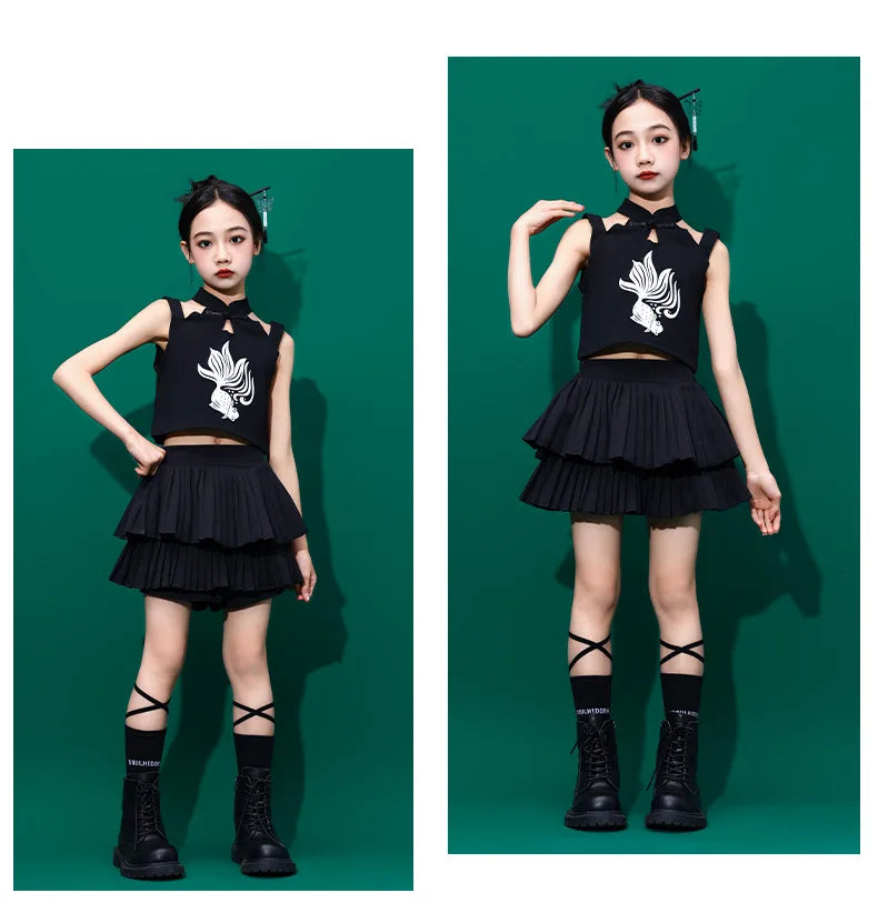 GHz 4-15 years old.exe Girls Jazz Hip Hop Dance Costume Girls Skirt Set