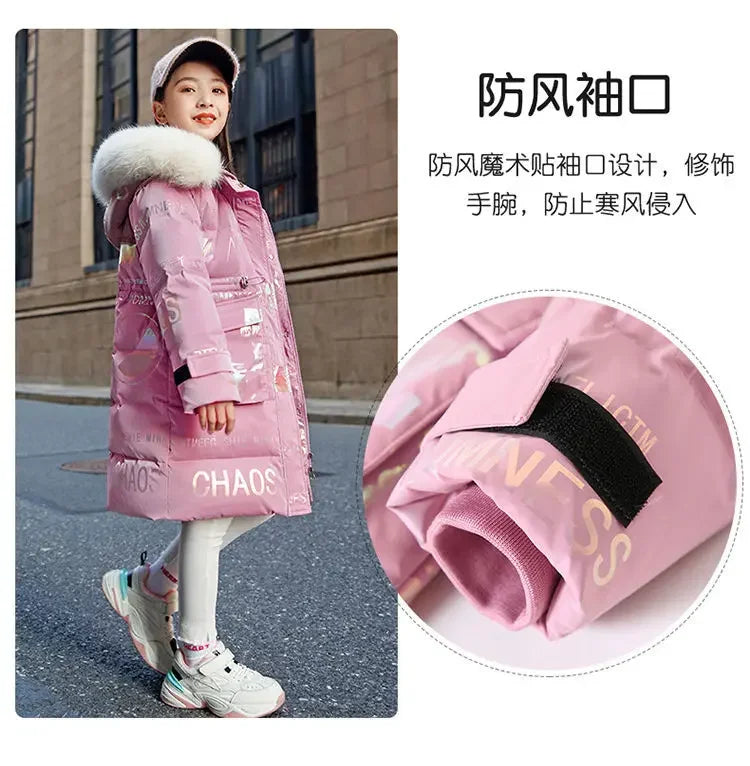 New Winter Down Cotton Jacket Girls Waterproof Hooded Coat Children Outerwear Clothing Teenage 5-16Y Clothes Kids Parka Snowsuit