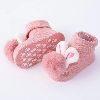 2Pcs Set Baby Socks and Headband - Cute Plush Ball Newborn Short Socks and Hairband Photo Props