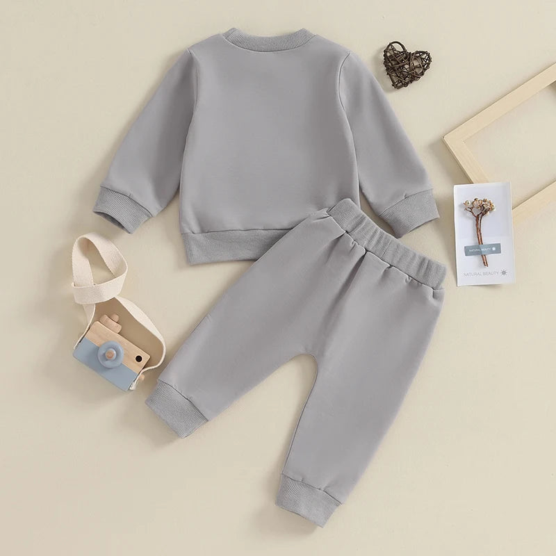 2023-09-20 Lioraitiin 0-3Y Newborn Toddler Baby Boy Fall Winter Outfits Letter Crewneck Sweatshirt Casual Pants Set 2Pcs Clothes