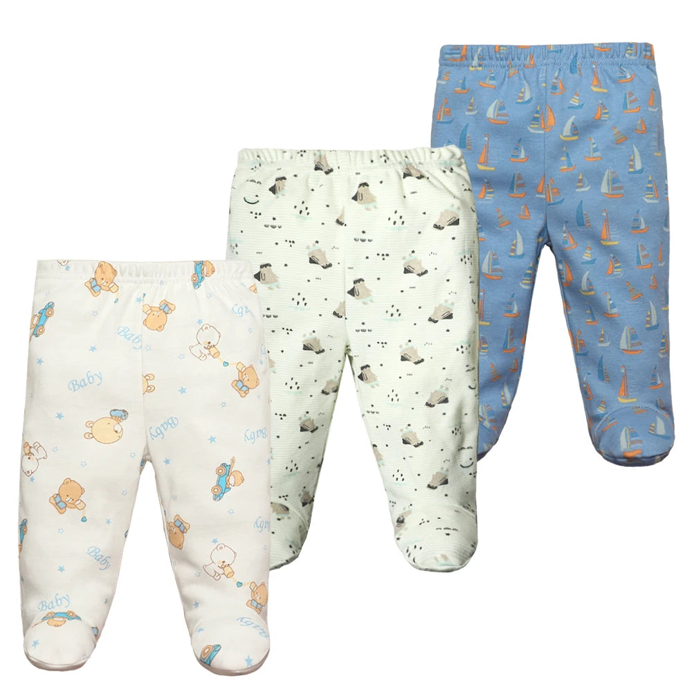 3/4/5PCS/Lot Newborn Baby Pants Soft Cotton Cartoon Boys Pants Spring Autumn Footed Infant Baby Girls Pants Stripe Baby Trousers