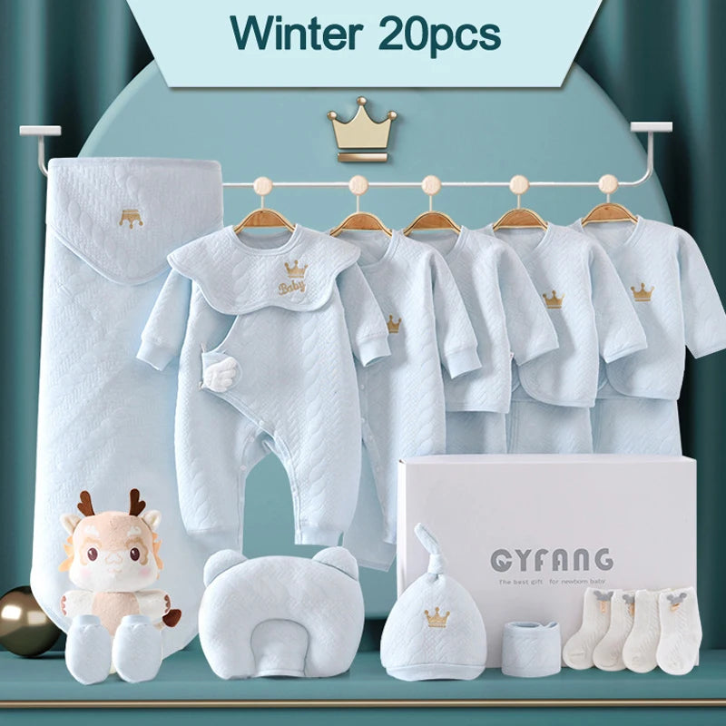 0-3 Months Newborn Clothing Set - 100% Cotton Unisex Infant Clothes (15/17/18/20 Pieces)