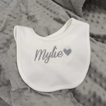 Name Personalised Baby bib 100% cotton White Newborn Baby Saliva Funny Birthday Gift For Baby Boys and Girls shower gift