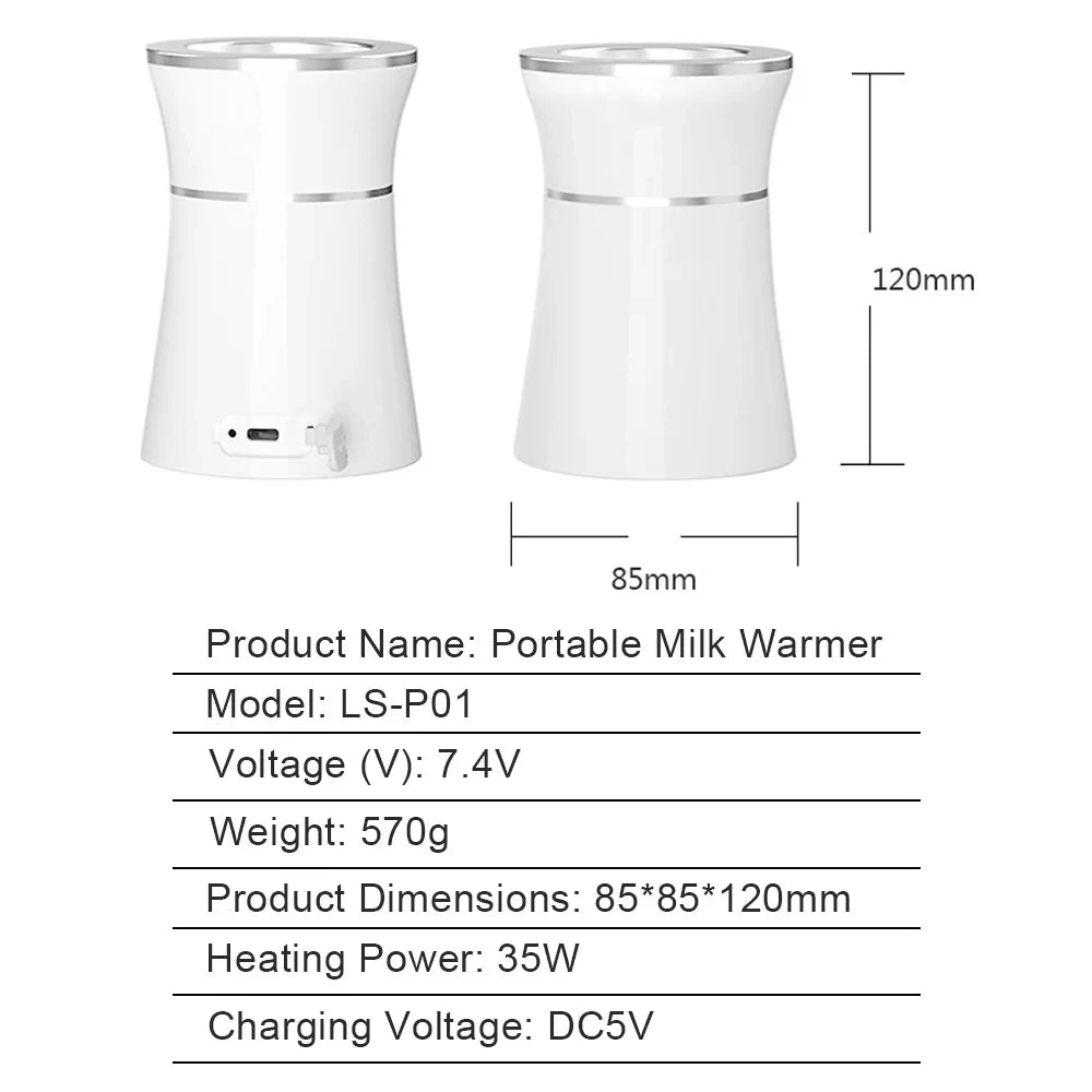 Tragbarer Flaschenwärmer für Muttermilch und Säuglingsmilch, 8800 mAh, USB-Aufladung, schnelles Aufheizen und Auftauen, kabelloser Baby-Wasserwärmer