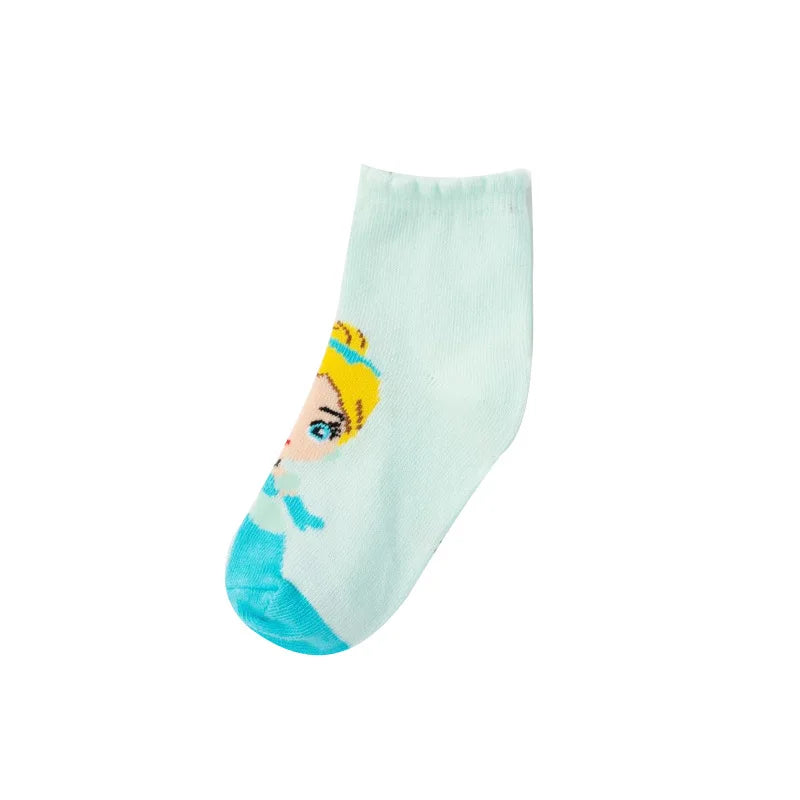 5 Pairs Disney Cartoon Baby Girl Socks Snow White Mermaid Socks for Children's Cotton Socks Funny Cute Princess Socks 1-12 Years