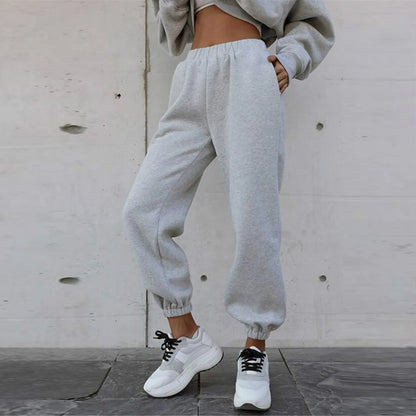 Women's Casual Solid Color Long Sleeved Hoodie Trousers Sweatershirt Sports Suit