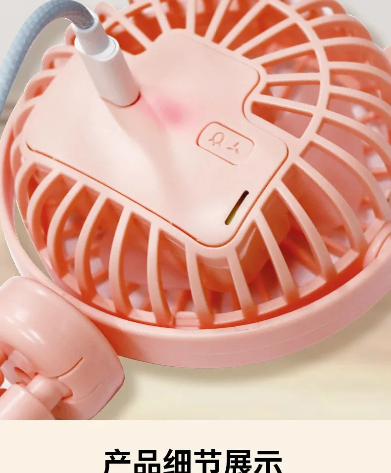 Fan for Cart Stroller Fans Portable Cartoon Outdoor Fan Clip on For Baby USB Rechargeable Handheld Electric Fan for Home 3 Speed