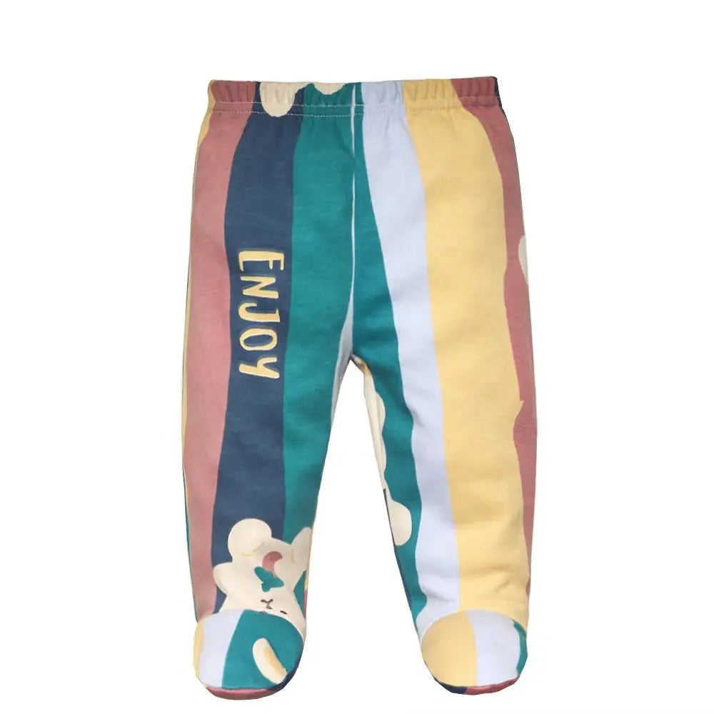 3/4/5PCS/Lot Newborn Baby Pants Soft Cotton Cartoon Boys Pants Spring Autumn Footed Infant Baby Girls Pants Stripe Baby Trousers