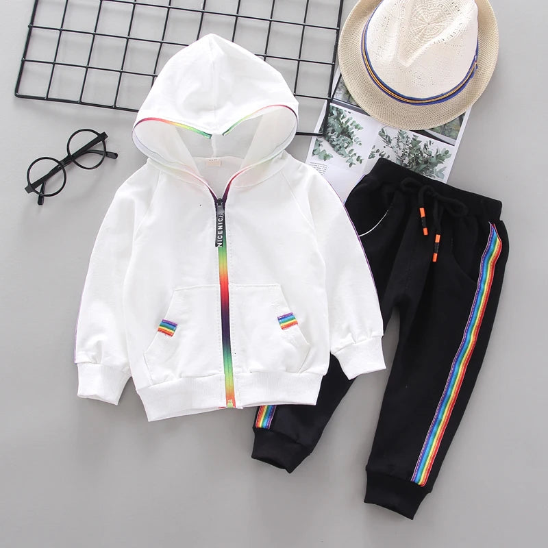 Spring Autumn Baby Girl Clothes Suit Boys Outfits Children Hooded Jacket Pants 2Pcs/Sets Toddler Sports Costume Kids Tracksuits