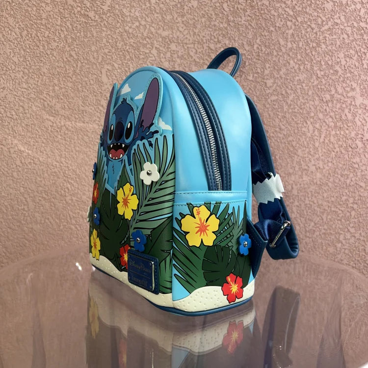 Original Disney Stitch Loungefly Rucksack Niedlicher Rucksack mit Cartoon-Stickerei-Design Frischer und lässiger Mini-Rucksack Damentasche