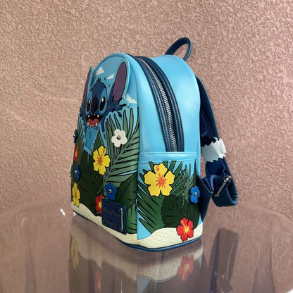 Original Disney Stitch Loungefly Backpack Cute Cartoon Embroidered Design Backpack Fresh And Casual Mini Backpack Women's Bag