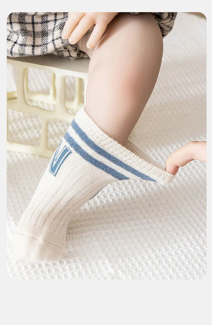 Letter N Socks Knit Soft for Kids Baby Middle Tube Stockings Long Socks for Infant Toddler Boys Girls Casual Athletic Sock Panel