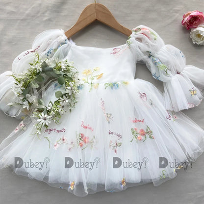 New Born Baby Girls Birthday Dress for Toddlers Embroidery Wedding flower girls Ceremony Vestido for 1Y Infantil Clothing Kids