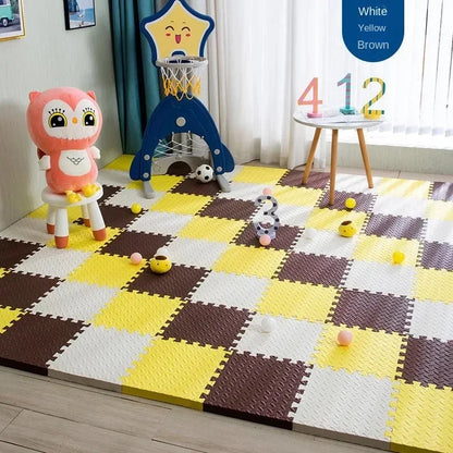 12 Stück 30 x 30 x 1 cm Schaumstoff-Teppich fürs Kinderzimmer und Baby-Spielturnmatte, weiche ineinander greifende Puzzle-Fliesen für Kinder zum Trainieren und Spielen