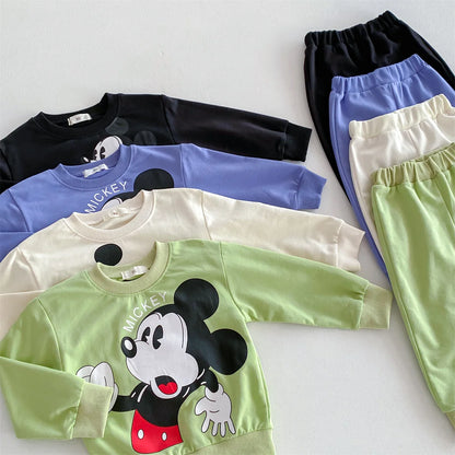 2 teil/satz Sweatshirt + Jogginghose Jungen Mädchen Disney Cartoon Mickey Kinder Trainingsanzug Frühling Herbst Kinder Kleidung Casual Outfits